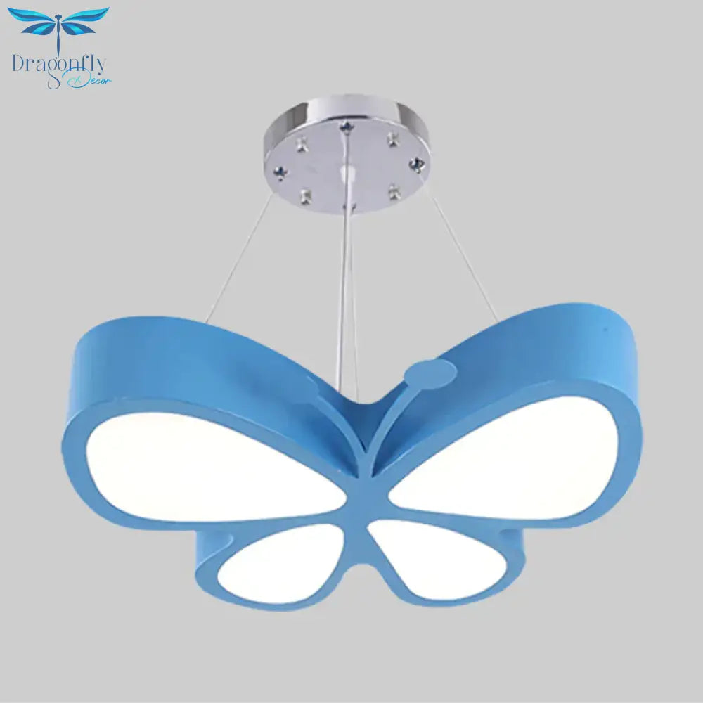 Kids Style Butterfly Chandelier Light Acrylic Led Hallway Ceiling Hang Fixture In Red/Blue/Yellow