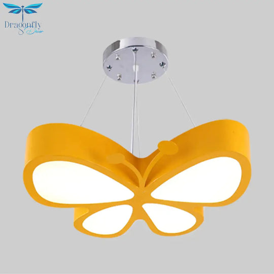 Kids Style Butterfly Chandelier Light Acrylic Led Hallway Ceiling Hang Fixture In Red/Blue/Yellow