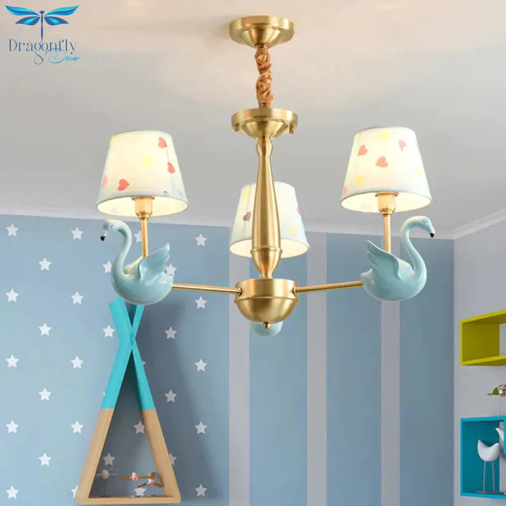 Kindergarten Swan Hanging Chandelier Fabric Art Deco Pendant Lights