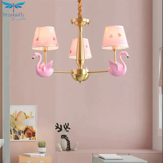 Kindergarten Swan Hanging Chandelier Fabric Art Deco Pendant Lights