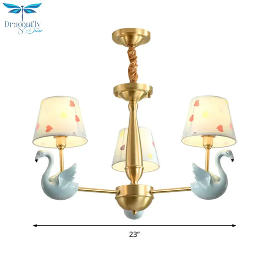 Kindergarten Swan Hanging Chandelier Fabric Art Deco Pendant Lights