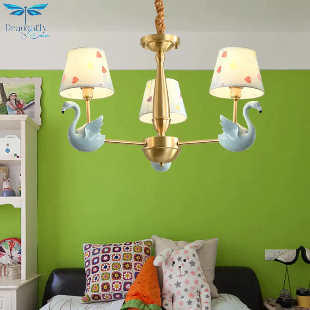 Kindergarten Swan Hanging Chandelier Fabric Art Deco Pendant Lights