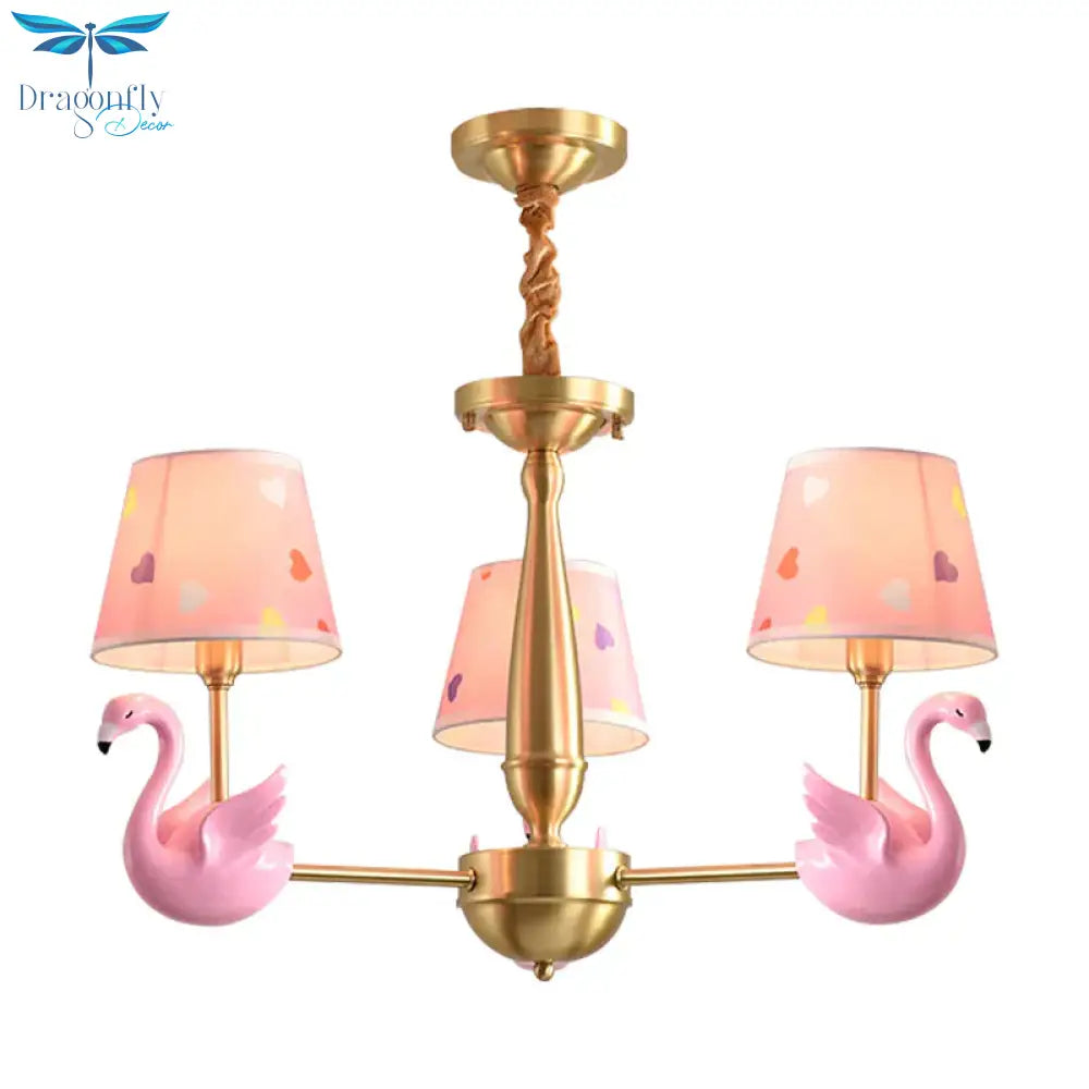 Kindergarten Swan Hanging Chandelier Fabric Art Deco Pendant Lights