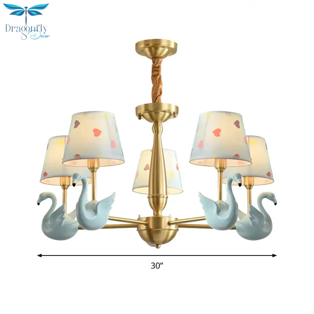 Kindergarten Swan Hanging Chandelier Fabric Art Deco Pendant Lights