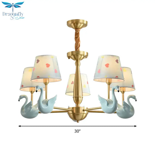 Kindergarten Swan Hanging Chandelier Fabric Art Deco Pendant Lights