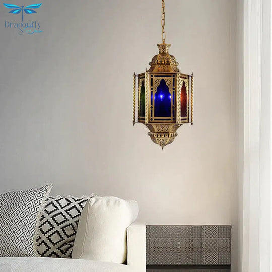 Lantern Restaurant Chandelier Arabian Metal 3 Bulbs Brass Suspended Lighting Fixture