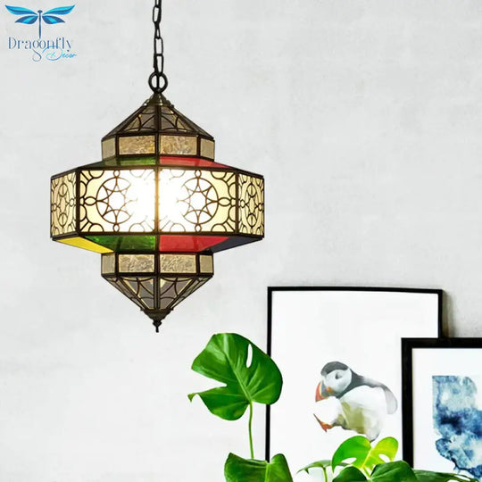 Lantern Restaurant Hanging Chandelier Arab Metal 3 Heads Brass Suspended Pendant Light