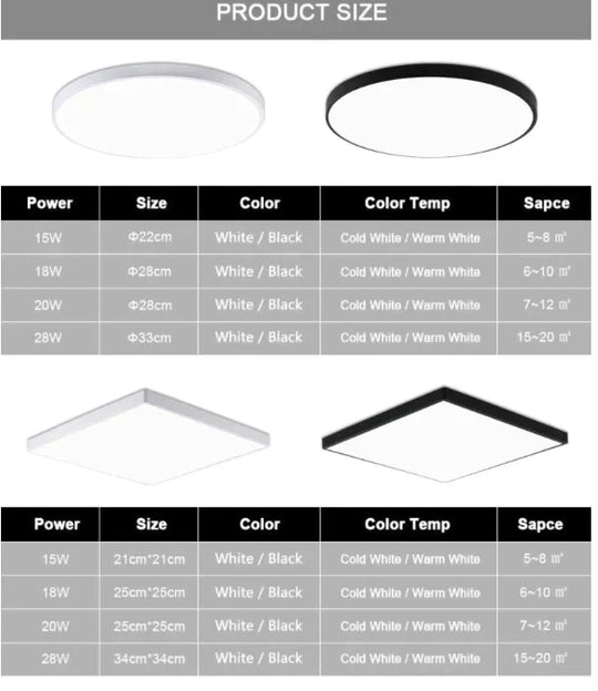 Lauren - Led Ceiling Light Acryl Alloy Modern Lamp Living Room Lighting Round &amp; Square 3Cm Super
