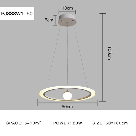Laya - Minimalist Led Ring Pendant Light Pj883W1 - 50 / Ac80 - 265V Brightness Dimmable