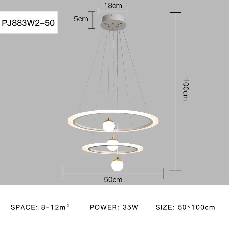 Laya - Minimalist Led Ring Pendant Light Pj883W2 - 50 / Ac80 - 265V Brightness Dimmable