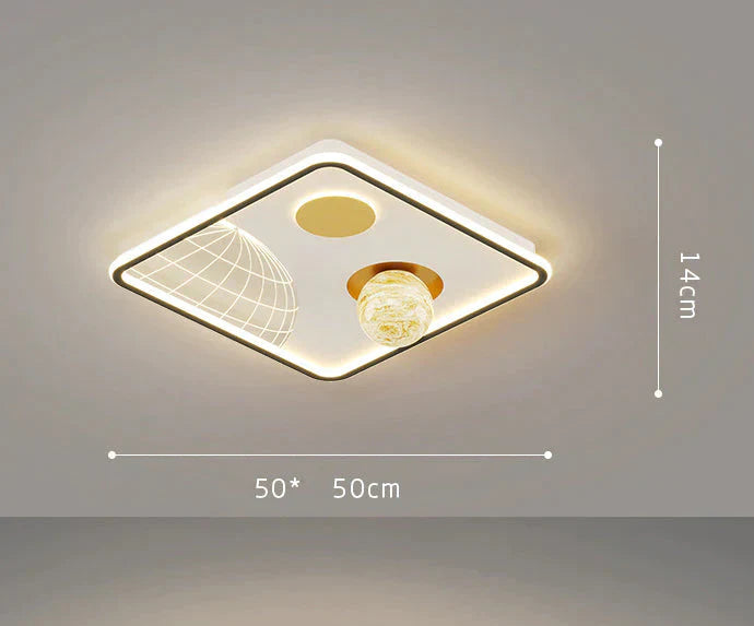 Led Ceiling Lamp Glass Living Room Dining Bedroom Modern Simple Black / Square Tri - Color Light