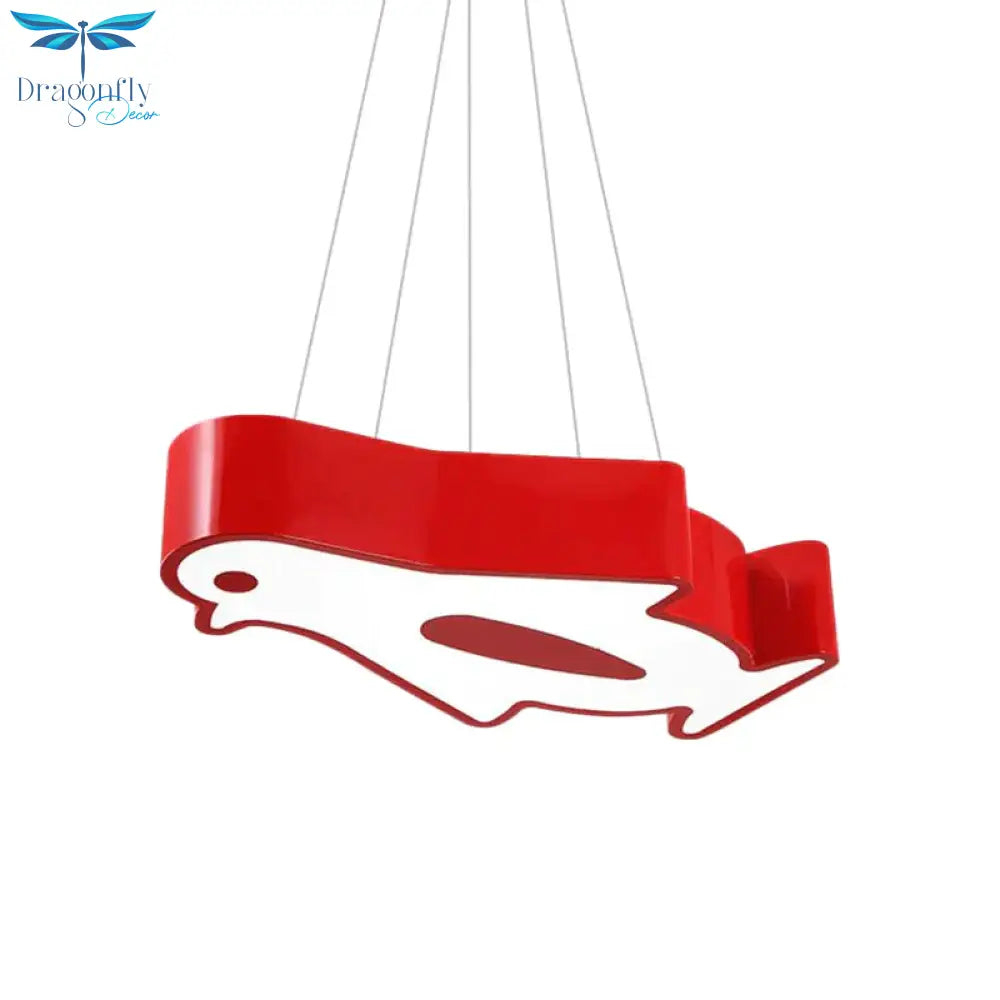 Led Hallway Flush Lighting Kids Red/Yellow/Blue Mount Light Fixture With Penguin Acrylic Shade