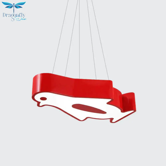 Led Hallway Flush Lighting Kids Red/Yellow/Blue Mount Light Fixture With Penguin Acrylic Shade