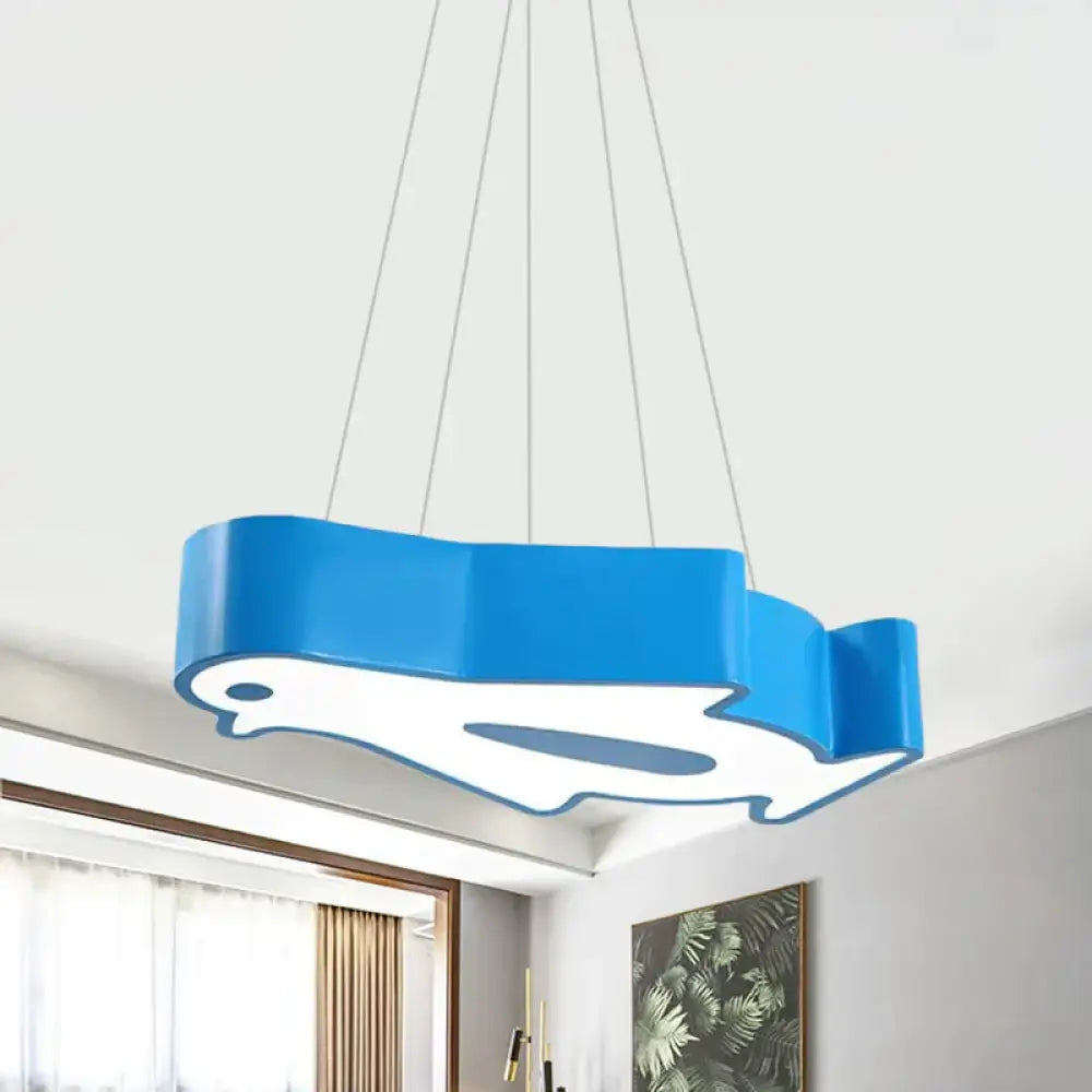 Led Hallway Flush Lighting Kids Red/Yellow/Blue Mount Light Fixture With Penguin Acrylic Shade Blue