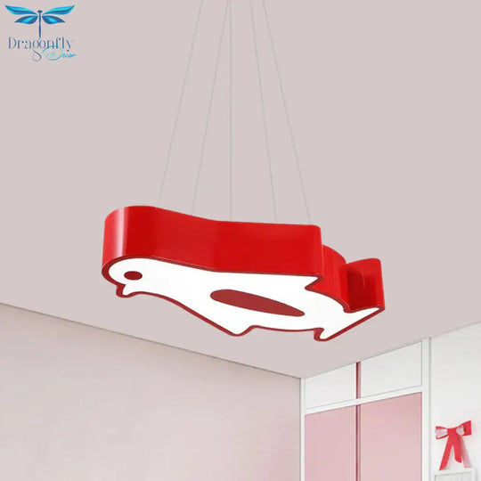Led Hallway Flush Lighting Kids Red/Yellow/Blue Mount Light Fixture With Penguin Acrylic Shade