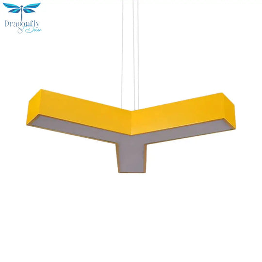 Led Kindergarten Chandelier Lamp Kids Red/Yellow Hanging Light Fixture With Y - Like Acrylic Shade