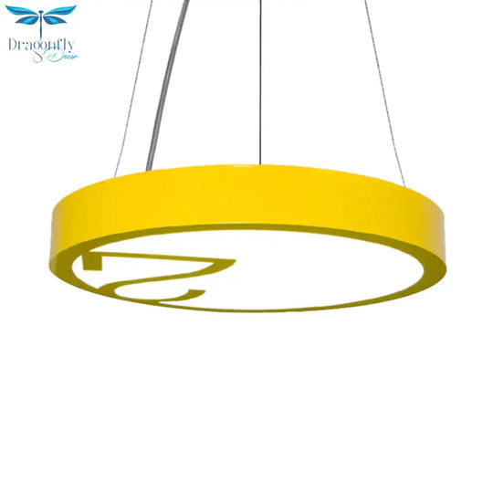 Led Living Room Chandelier Light Fixture With Round Acrylic Shade Modernism Style Yellow/Orange