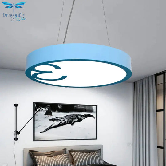 Led Living Room Chandelier Light Fixture With Round Acrylic Shade Modernism Style Yellow/Orange