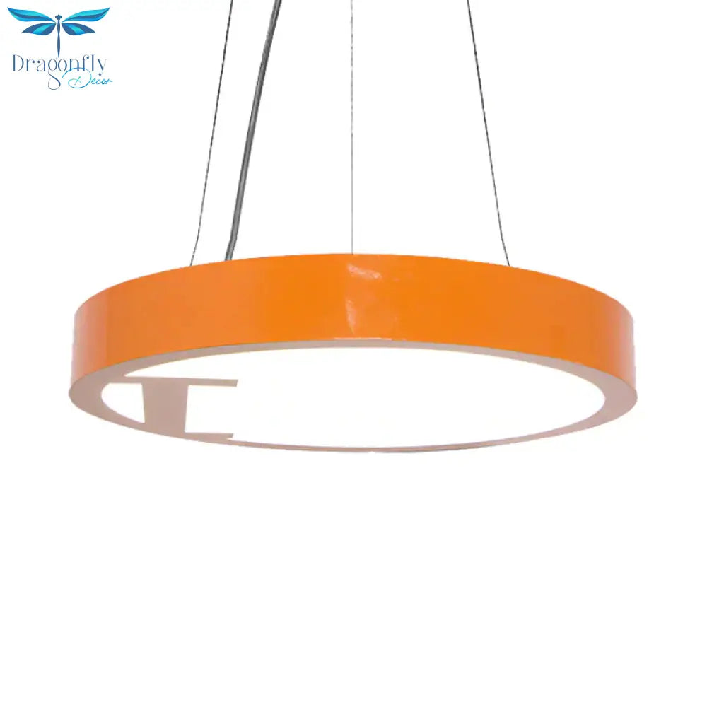 Led Living Room Chandelier Light Fixture With Round Acrylic Shade Modernism Style Yellow/Orange