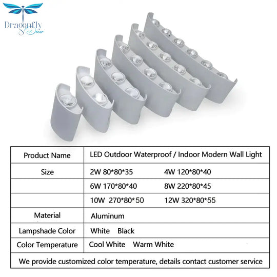 Led Wall Light Outdoor Waterproof Modern Nordic Style Indoor Lamps Living Room Porch Garden Lamp 2W