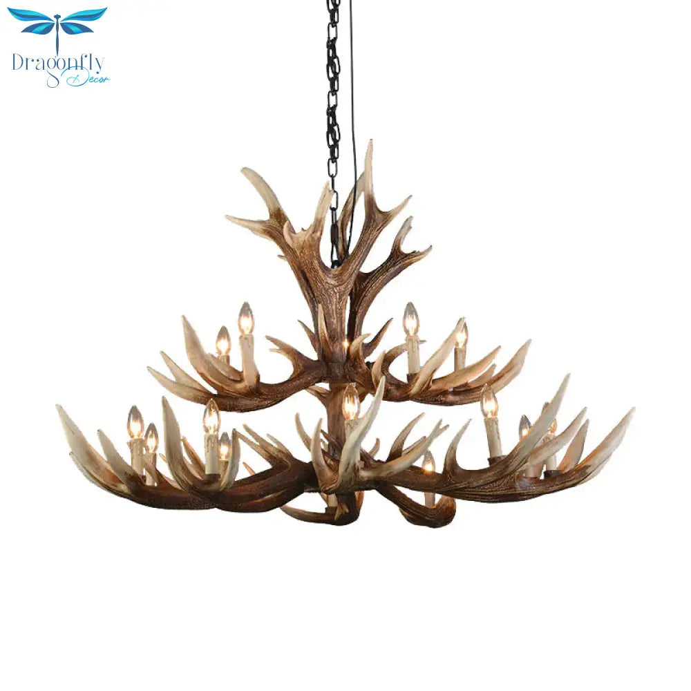 Light Brown 6/8/10 Lights Chandelier Lighting Rustic Resin Candelabra Pendant Lamp For Bedroom