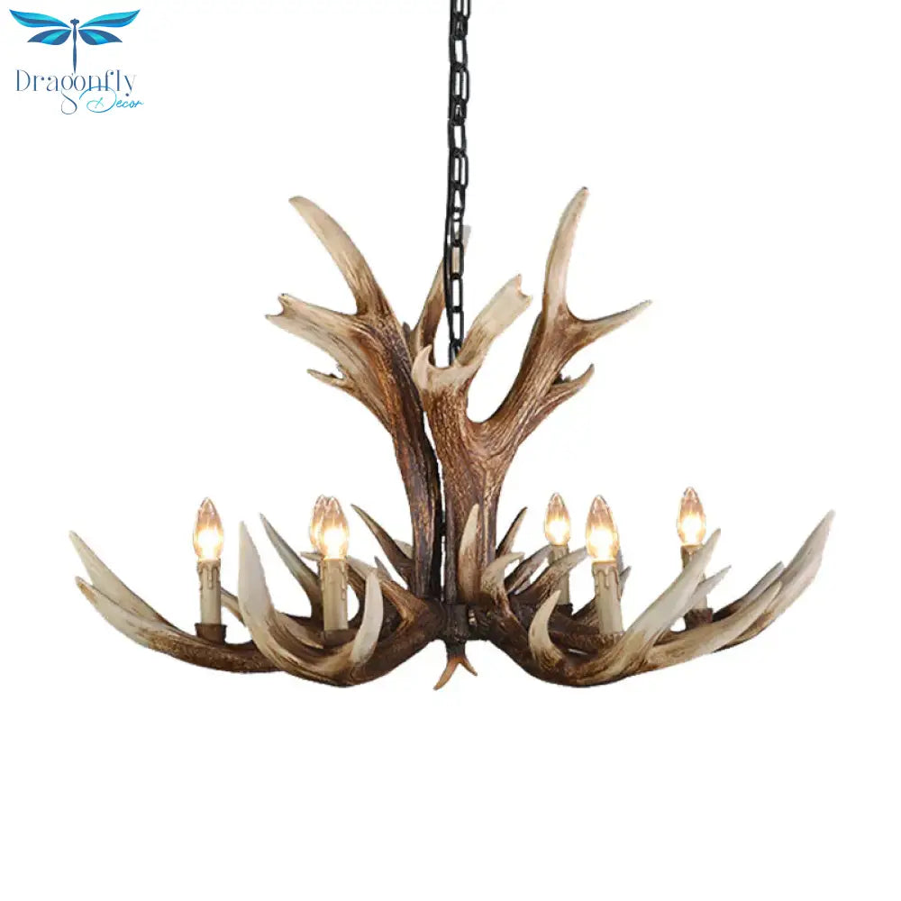 Light Brown 6/8/10 Lights Chandelier Lighting Rustic Resin Candelabra Pendant Lamp For Bedroom