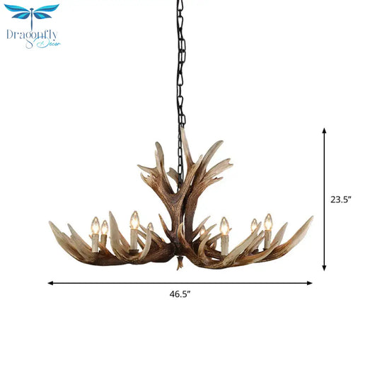 Light Brown 6/8/10 Lights Chandelier Lighting Rustic Resin Candelabra Pendant Lamp For Bedroom
