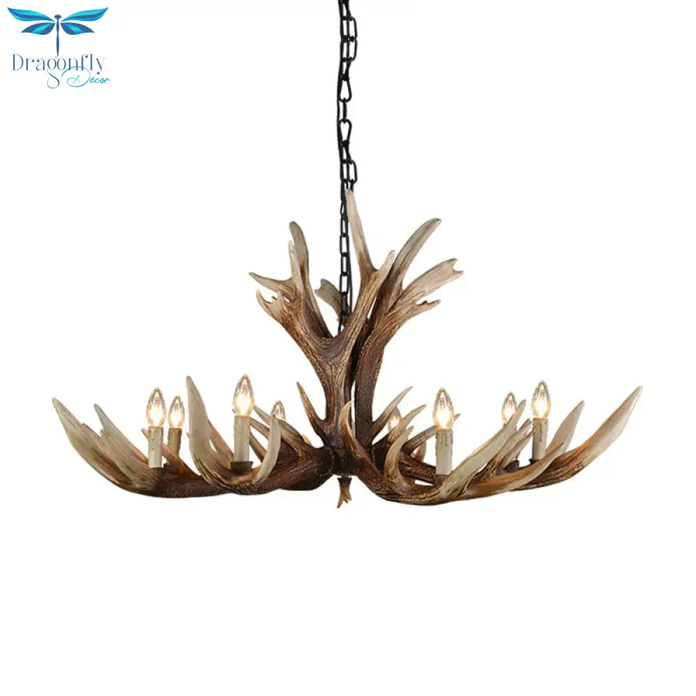 Light Brown 6/8/10 Lights Chandelier Lighting Rustic Resin Candelabra Pendant Lamp For Bedroom