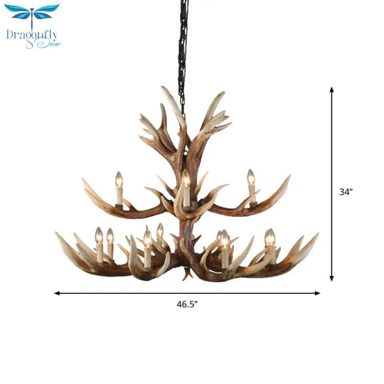 Light Brown 6/8/10 Lights Chandelier Lighting Rustic Resin Candelabra Pendant Lamp For Bedroom