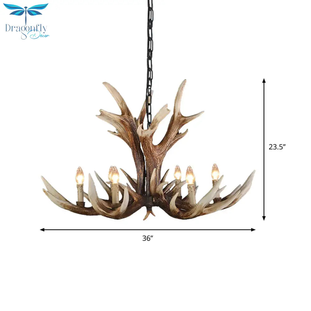 Light Brown 6/8/10 Lights Chandelier Lighting Rustic Resin Candelabra Pendant Lamp For Bedroom