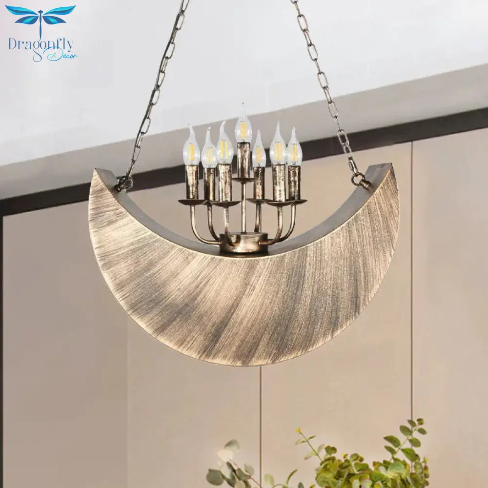 Living Room Candle Hanging Light With Crescent Deco Metal 7 - Light Vintage Chandelier In Legacy