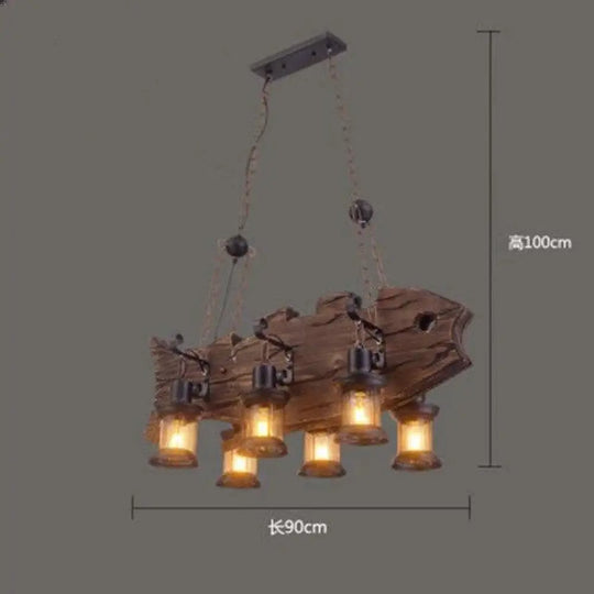 Loft Retro Old Boat Solid Wood Bar Industrial Pendant Lamp Vintage Creative Personality Wooden For
