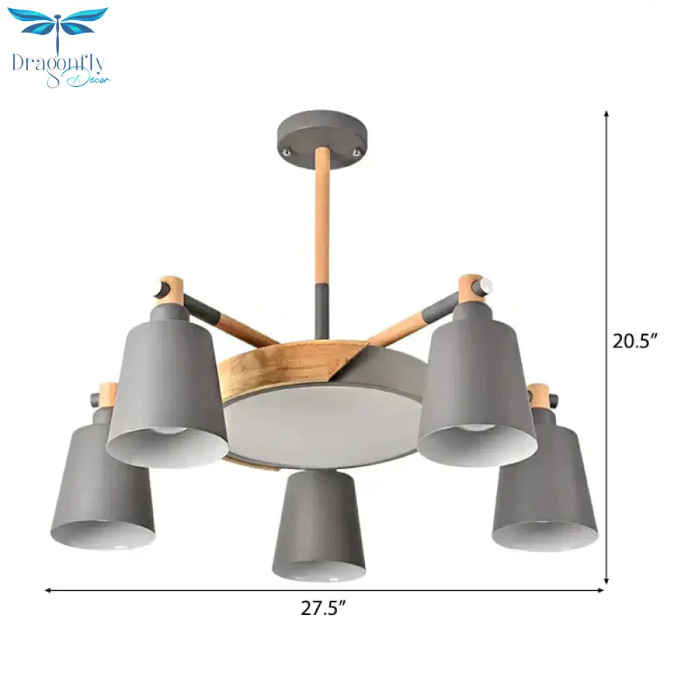 Metal Bell Hanging Light Office Restaurant Nordic Style Chandelier In Grey Finish