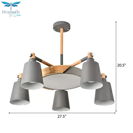 Metal Bell Hanging Light Office Restaurant Nordic Style Chandelier In Grey Finish