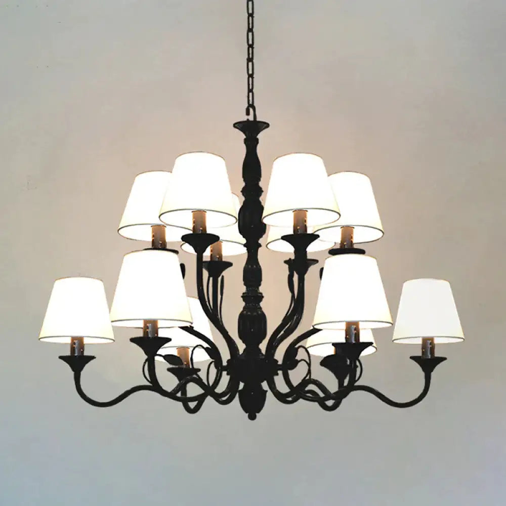 Metal Black Chandelier Lighting Cuvry Arm 10/12/16 Bulbs Vintage Ceiling Hanging Lamp With White