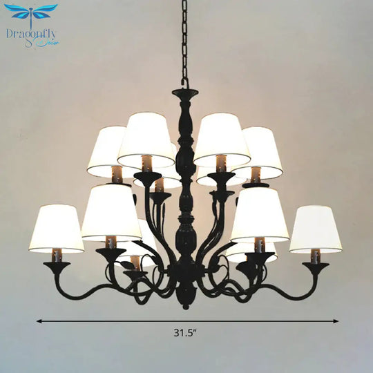 Metal Black Chandelier Lighting Cuvry Arm 10/12/16 Bulbs Vintage Ceiling Hanging Lamp With White