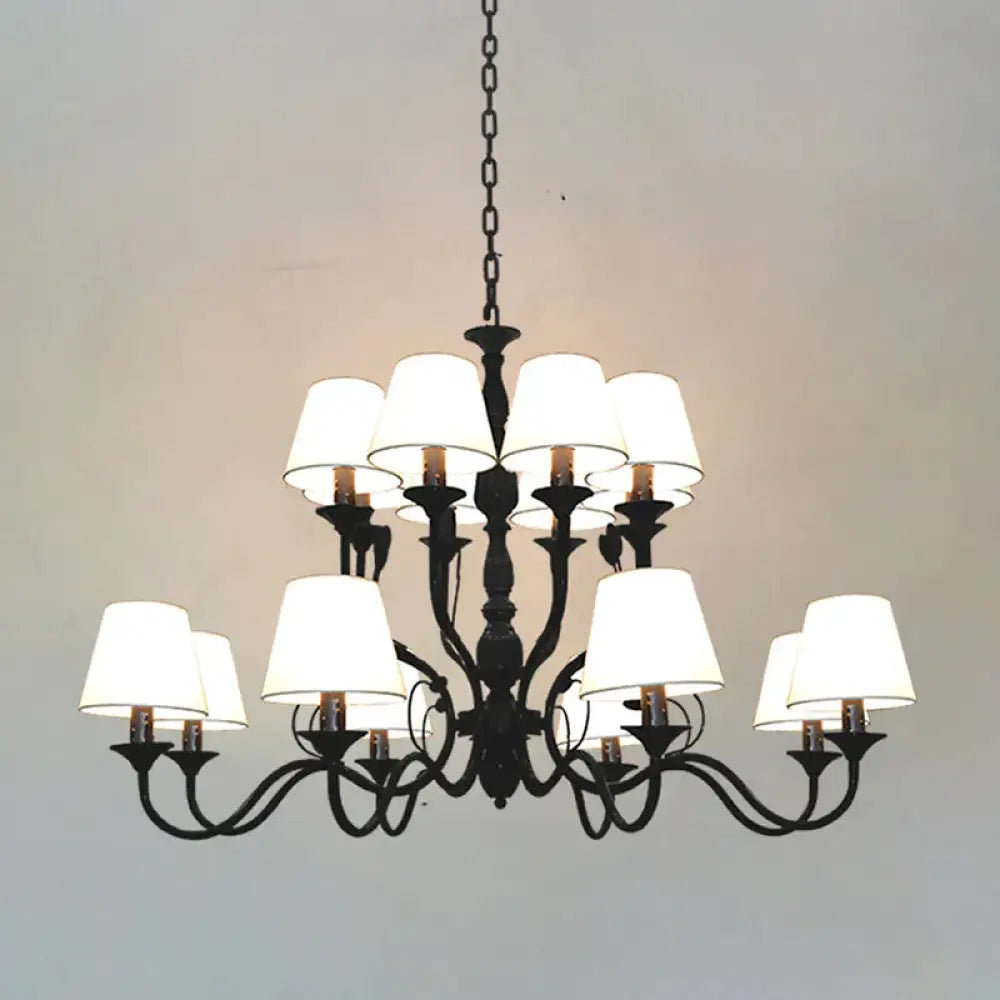 Metal Black Chandelier Lighting Cuvry Arm 10/12/16 Bulbs Vintage Ceiling Hanging Lamp With White