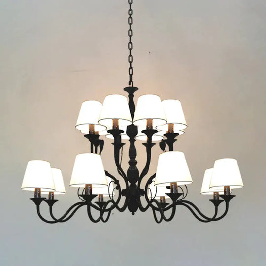 Metal Black Chandelier Lighting Cuvry Arm 10/12/16 Bulbs Vintage Ceiling Hanging Lamp With White