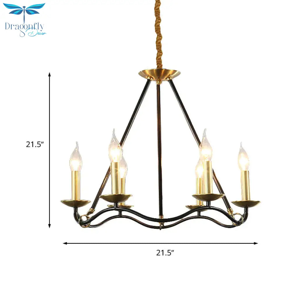 Metal Black Hanging Chandelier Candle 6/9/15 Bulbs Traditional Pendant Light Fixture For Living Room