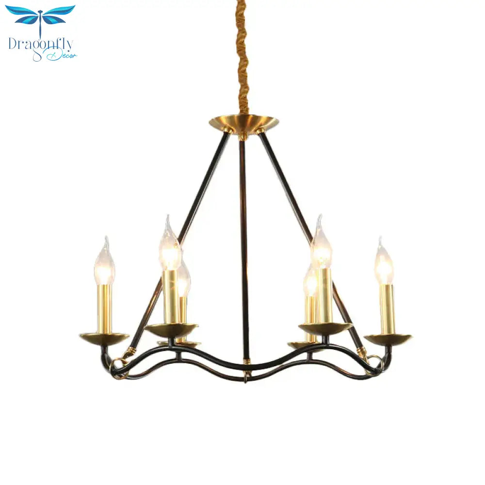 Metal Black Hanging Chandelier Candle 6/9/15 Bulbs Traditional Pendant Light Fixture For Living Room