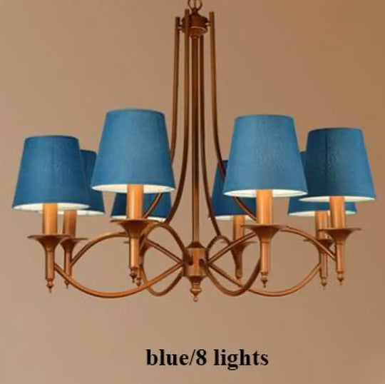Metal Bronze Chandelier 6/8 Heads For Living Room 8 Heads Blue Pendant Lighting