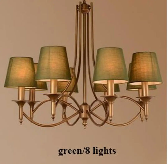Metal Bronze Chandelier 6/8 Heads For Living Room 8 Heads Green Pendant Lighting