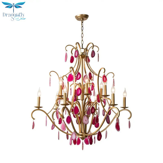Metal Candelabra Ceiling Chandelier Rural 5/9/12 Lights Dining Room Hanging Pendant Light In