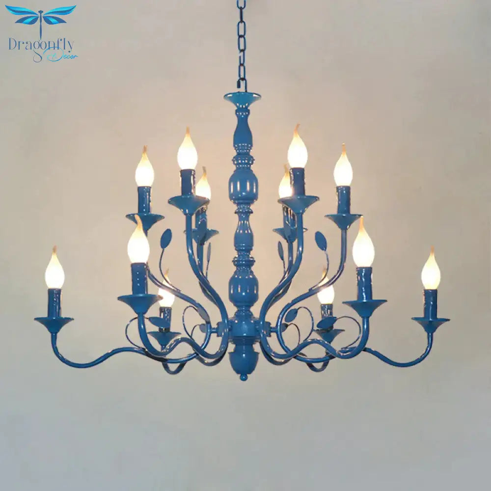 Metal Candle Shape Pendant Chandelier Vintage 10/12/16 Lights Restaurant Hanging Ceiling Lamp In