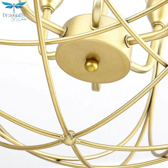 Metal Candle Style Ceiling Pendant Country 4/6 Lights Dining Room Chandelier Lighting In Black/Gold
