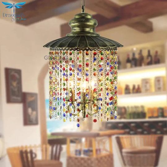 Metal Cascading Chandelier Light Fixture Decorative 3 Heads Restaurant Suspension Pendant In Bronze
