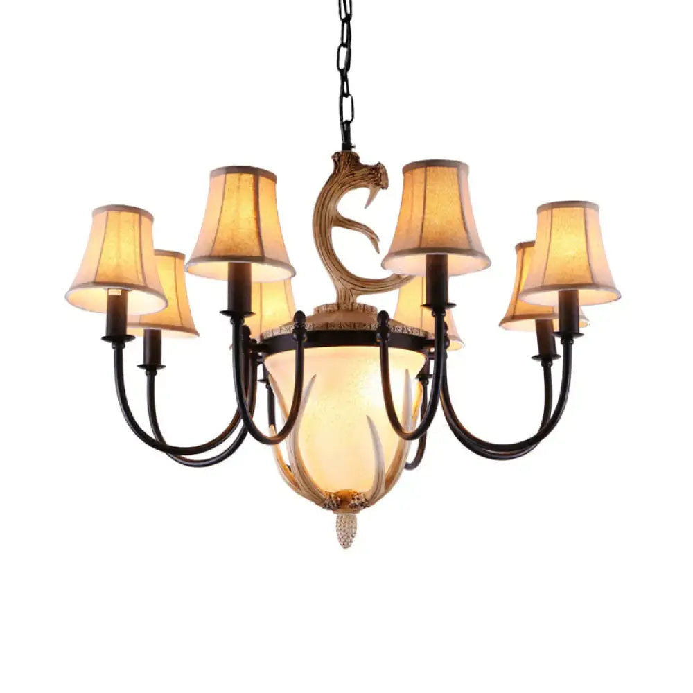 Metal Curved Armed Chandelier Lamp Traditional 9/11 Bulbs Restaurant Hanging Ceiling Light In Black