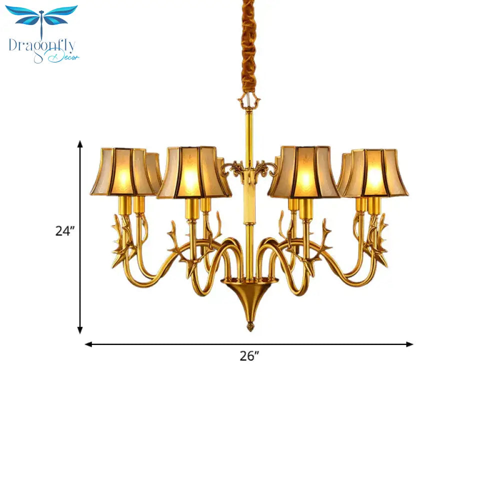 Metal Gold Chandelier Lighting Curved Arm 3/5/6 Lights Colonialist Hanging Lamp Kit