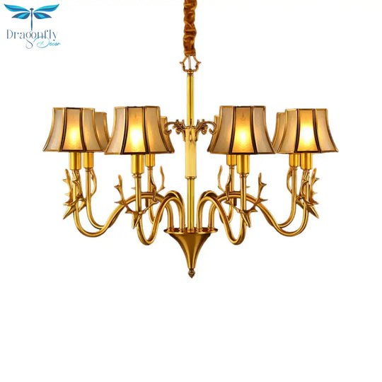 Metal Gold Chandelier Lighting Curved Arm 3/5/6 Lights Colonialist Hanging Lamp Kit