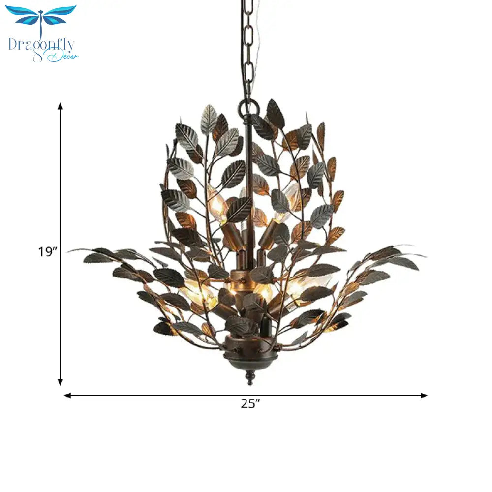 Metal Rust Chandelier Light Branching 8 Lights Farmhouse Ceiling Lighting Fixture